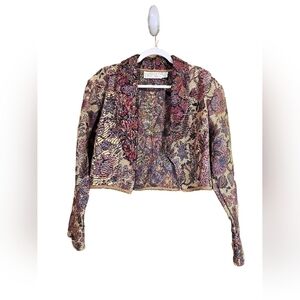 Vintage passport tapestry style cropped jacket. Large